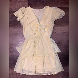 Altar'd State Pale Yellow Swiss Dot Mini Dress